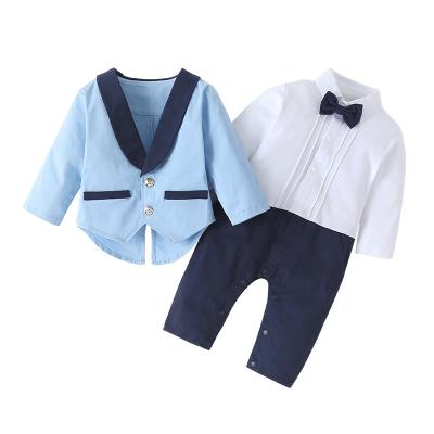 China Breathable Christening Baby Boy's First And 2nd Birthday Gentleman Outfit Infant Suits Bow Tie Romper for sale