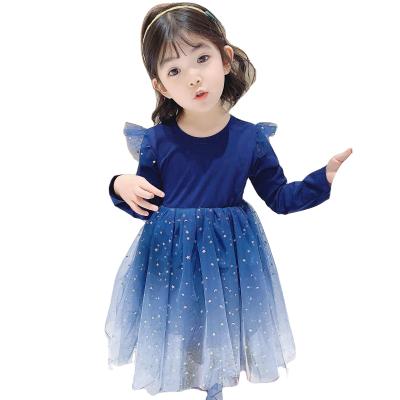 China 2021 Washable Latest Princess Dress Style Summer Kid Evening Blue Clothing Girl Kids Dresses For 2-7 Years Old for sale