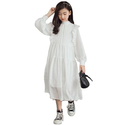 China Fashion New Kids Dresses Large Top Warm Washable Kids Long Graduation Oversized White Girls Dress For 5 To 12 Years for sale