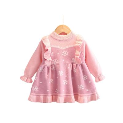 China Modern Stylish Baby Girls Washable Formal Dresses Dress Autumn Style Modern Baby For Children Kids Knitted Dress For 5 Years Old for sale