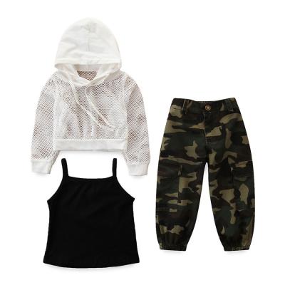 China 3 Piece Camouflage Kids Casual White Korean Black Black Gear Clear Vest For Girls Fall for sale