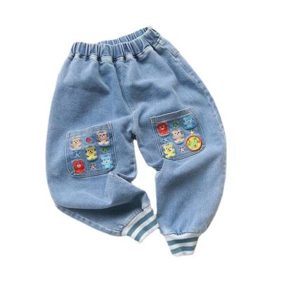 China Cargo Kids Size 4T 5T Toddler Boy Breathable 5 Years Fashion Fall 2021 Custom Blue Boys Jeans Embroidery Designs for sale