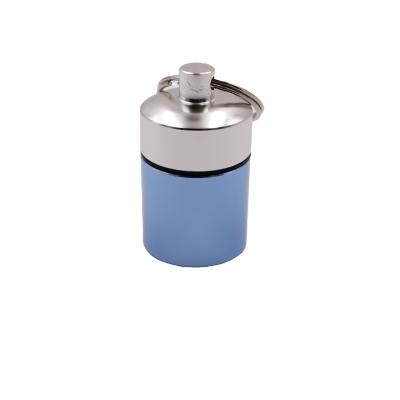 China Modern Custom Responsive Simple Stylish Metal Medicine Bottle Pill Box Blue Drug Bottle for sale