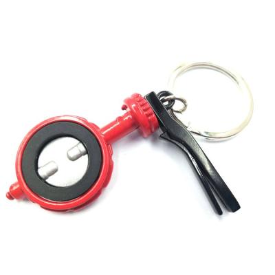 China China New Gift 3d Metal Spray Paint Butterfly Key Chain Valve Rotating Key Chain for sale