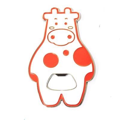 China Custom Animal Farm Metal Cow Shape Bottle Opener Magnet Handy Souvenir Shop Best Selling for sale