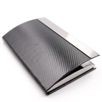 China Eco-friendly Metal Fashion Business Card Holder Men's and Women's Card Holder Stainless Steel Leather Clamshell Creative Customized Logo for sale