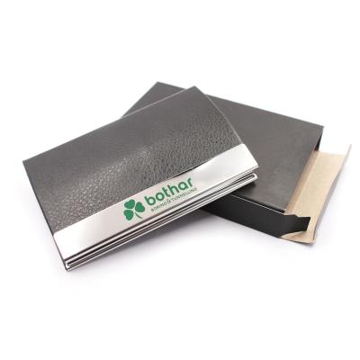 China Eco-friendly Metal Fashion Business Card Holder Men's and Women's Card Holder Stainless Steel Leather Clamshell Creative Customized Logo for sale