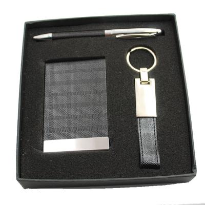 China Simple Advertising Gift Key Chains Cardcase Signature Pen Gift Box Set Custom Business Men's Promotional Gift Set for sale