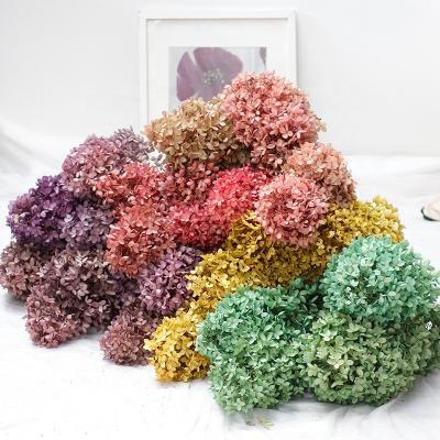 China factory wholesale price natural real everlasting flower decorative flower preserved hydrangea for wedding&home decoration 60cm for sale