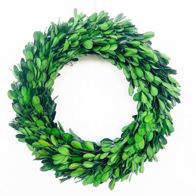 China 12 Inch Dried Pampas Grass Greenery Summer Preserved Boxwood Garland For Indoor Decor for sale