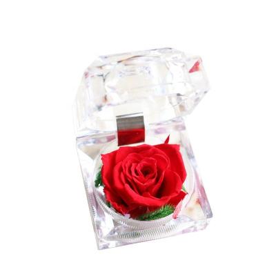 China Valentine's Day Gift Preserved Flower Rose Gift Box Claim Acrylic Rose Gift Box Original Supply Direct Selling 5cm*5cm*5cm for sale