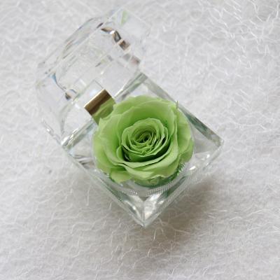 China Romantic Engagement Preserved Mounted Ring Box Valentines Day Gifts Preserved Flower Ring Box For Valentine Gifts Flowers And Plant 5cm*5cm*5cm for sale