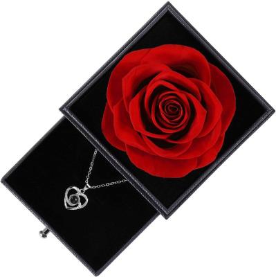 China Success Natural Delicate Appearance Unique Amazon Touch Flower Preserved Red Roses Box Acyrilic Birthday Gift For Wife Friend for sale