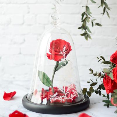 China Amazon Premium Gifts &Crafts Environmental Friendly Rose Eternal Rose Glass Disney Beauty 'And The Beast Wedding Decoration Everyday Gift for sale