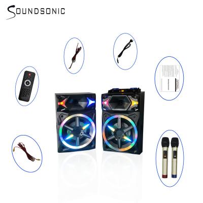 China Video call 120w subwoofer speaker sound box wireless speaker with fm remote control wireless mic*2 sd for sale