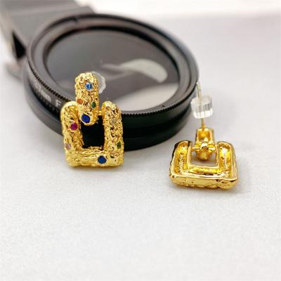 China Luckyee TRENDY - Luxurious 18k Gold Stud Earrings Fashion Earrings Trend 2021 For Women for sale