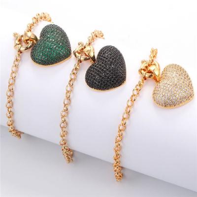 China Luckyee TRENDY - Fashion Heart Bangle Bracelet Micro - Set Zircon Bangle Bracelet Best Friend Birthday Gift for sale