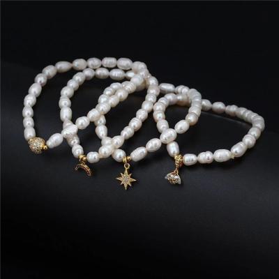 China Luckyee TRENDY - New Freshwater Pearl Bracelet Charm Bangle Bracelets Jewelry Women for sale