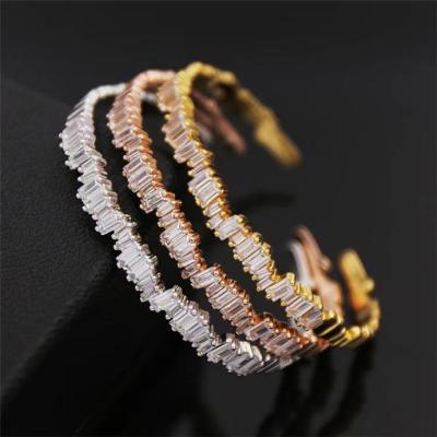 China Luckyee TRENDY - Open Sparkle Party Diamond C Bracelet Copper Gold Plated for sale