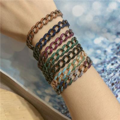 China LUCKYEE-Fashion Colorful Chain Bracelet Hip Hop Diamond Chain Bracelet FASHION Bangle for Man and Women for sale