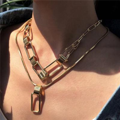 China LUCKYEE FASHIONABLE - Gold Chunky Chain Necklace Pendant Fashion Lock Necklace for sale