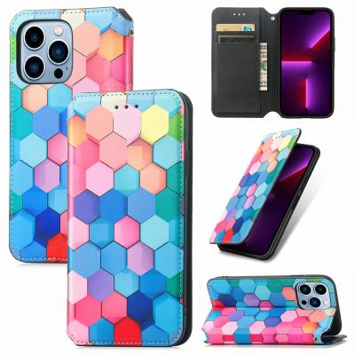 China Wholesale Fashion Shockproof Style For iPhone 13 Mini Painted Flip Leather Case For Apple iPhone 13 Pro Max for sale