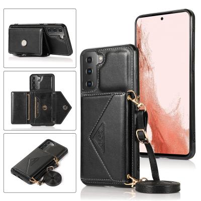 China New Shockproof Designs For Samsung S22 Phone Wallet Leather Case With Shoulder Strap For Samsung Galaxy S22 plus S22Ultra 5G for sale