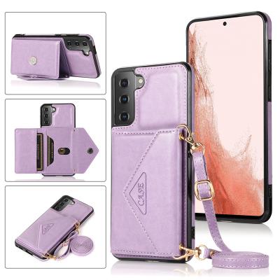 China New Shockproof Designs For Samsung A13 5G Phone Wallet Leather Case With Shoulder Strap For Samsung Galaxy A32 A42 A52 for sale