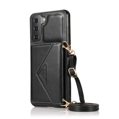 China New Shockproof Designs For Samsung A21S Phone Wallet Leather Case With Shoulder Strap For Samsung Galaxy A71 A51 4G 5G for sale