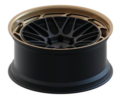 China Deep lip or deep dish Polished barrel and bronze brushed discs 2 piece aluminum alloy forged wheels for GTR for sale