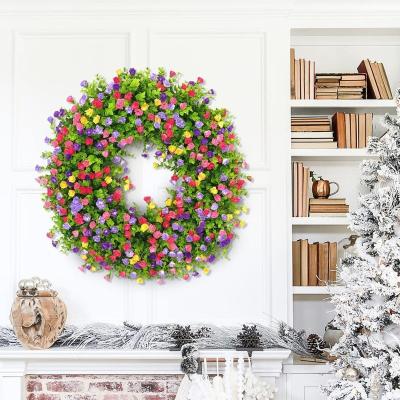 China Farmhouse For Front Door Wall Window Party Decor Hot Sale Artificial Green Wreath Eucalyptus Garland Christmas Wreath Leaves Garland for sale