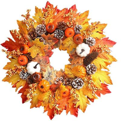 China Newest Traditional Hot Selling Design For Front Door Decoration Halloween Pumpkin Ring Wreath Garland Christmas Thanksgiving Garland Decor for sale