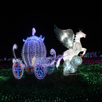 China Handmade 3d Holiday Light Christmas Reindeer Carriage and Sleigh Horse Waterproof Led Pattern Led Outdoor Lights For Christmas Decor for sale