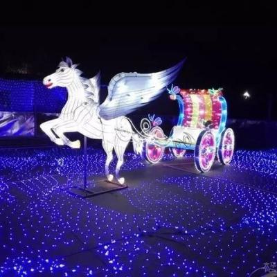 China Handmade 3d Led Light Waterproof Christmas Reindeer Carriage and Sleigh Horse Pattern Lights Outdoor for Xmas Holiday Decor for sale