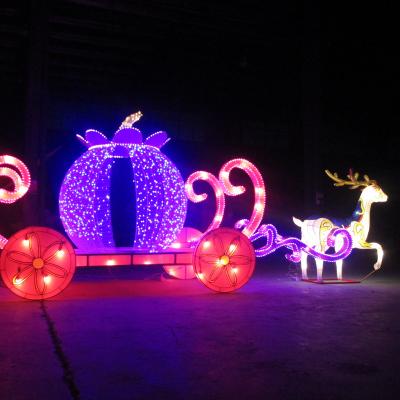 China 2022 Newest Handmade Customize Christmas Holiday Lighting Lights Big Horse Carriage Christmas Light For Xmas Festival Decor for sale