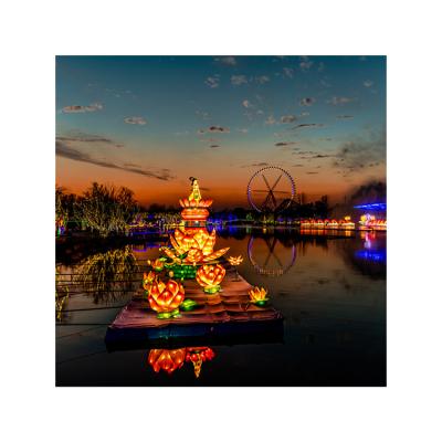 China Holiday Lights Silk Shade Lights Traditional Chinese Festival Lantern Lotus Silk Lamp Christmas Silk Shade Outdoor Tree Lamp Asian for sale