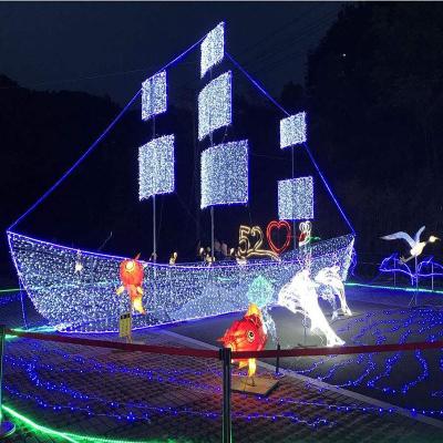 China Landscape Lights Chinese New Year Lantern Production Boat Best-Selling Big Outdoor Creative Large Lights Lantern for sale