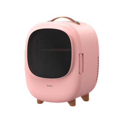 China DC 12V/220V white and pink 8L car&home mini automatic fridge portable cosmetic electric fridge for sale