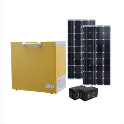 China BD/Because-208QE COMPRESSOR DC 12V 24V 71W Vehicle Home Used 208L Freezer White Yellow Solar Powered Fridge for sale