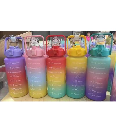 China Sustainable Water Bottle Sports Outdoor Gym Frosted Plastic Motivational Water Bottle With Time Marker for sale