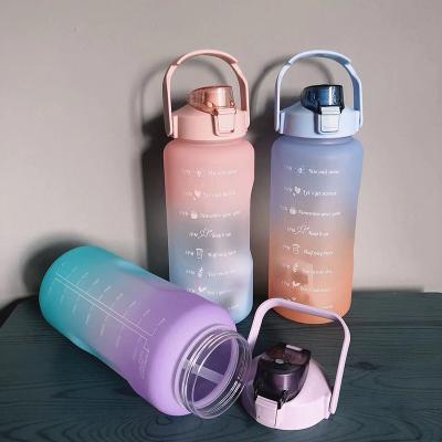 China Viable Plastic Sports Matte Frosted Motivational Water Bottle Fitness Gym BPA Free With Drinking Time Marker for sale