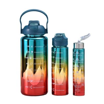 China Agua Viable Motivation Gym Termos Botella De Agua Water Bottle 3pcs/set Plastic Water Bottles for sale