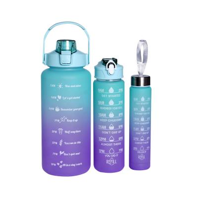 China Water Jug Gym Viable Motivational Water Bottle Set Half Gallon Water Bottle With Time Marker With Straw for sale