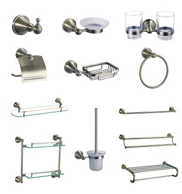 China Traditional Bathroom Set Wall Mounted Stainless Steel Shelf Hanger Bathroom Tub Accessory Set for sale