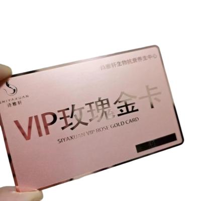 China Wholesaler/Retailer Personalized Logo Etched Rose Gold Metal Cards Frosted Finish Stainless Steel Business Cards Printing for sale