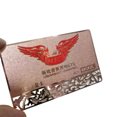 China Wholesaler/Retailer Fast Shipping Die Cuts Rose Gold Metal Business Cards Luxury Gold Plated Stainless Steel VIP Metal Card With Custom Logo for sale