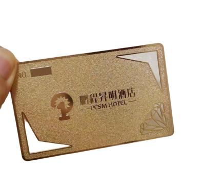 China Wholesaler/Retailer Laser Cutting Gold Plated VIP Loyalty Card Metal Business Card With Custom Printing for sale