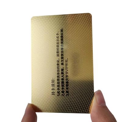 China Wholesaler/Retailer New Luxury Diamond Painting Metal Business Card Customized 24k Gold Metal VIP Card With Embossed Logo for sale