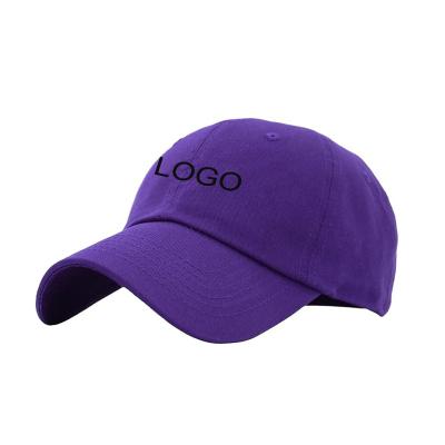 China Wholesale Custom Logo Unisex 6 Panel Purple Sports Hat Adjustable Cotton Baseball Cap For Men And Women for sale