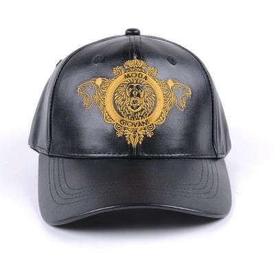 China JOINT Custom embroidery logo black sports men women fashion 6 panel golf PU baseball caps for sale